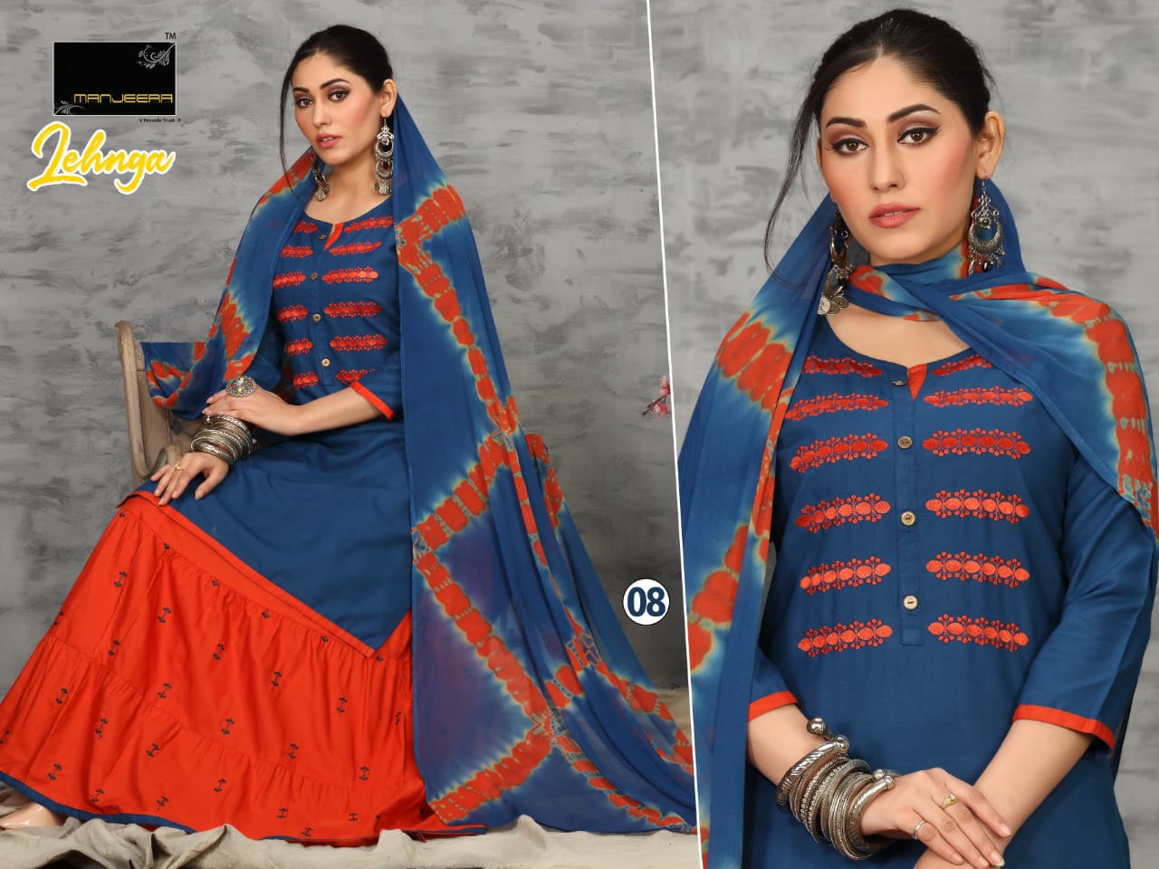 Majeera Lehnga Festive Wear Rayon Printed Ready Made Collection